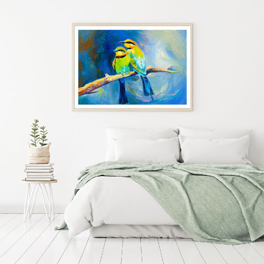Colorful Birds on Tree Painting Home Decor Premium Quality Poster Print Choose Your Sizes