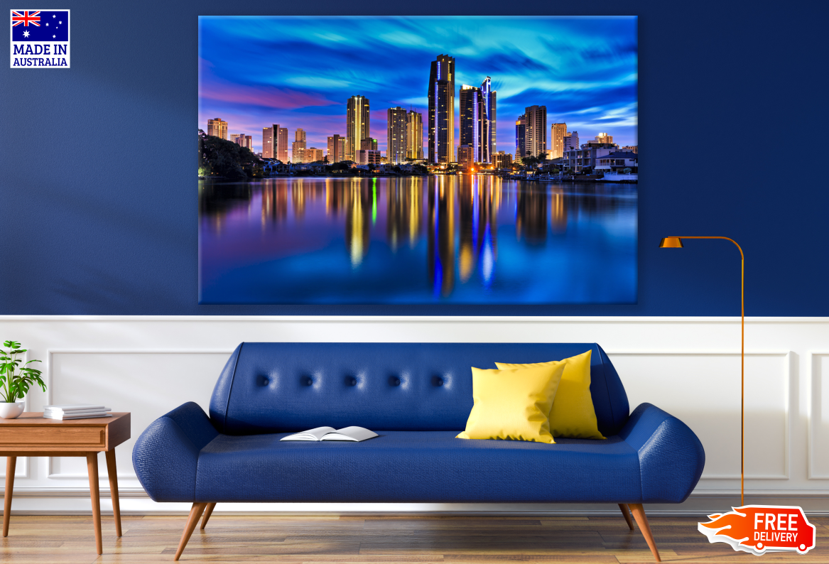 Stunning City View Night Photograph Print 100% Australian Made