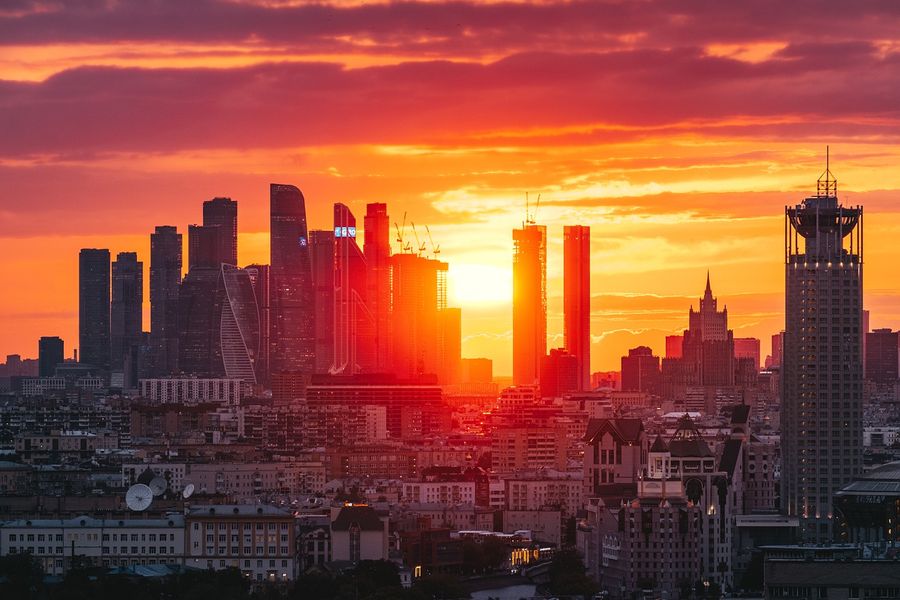New Buildings, Moscow, Russia Sunset Photograph Print 100% Australian Made