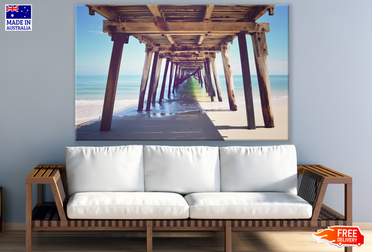 Stunning View of Beach from Under a Pier Photograph Print 100% Australian Made