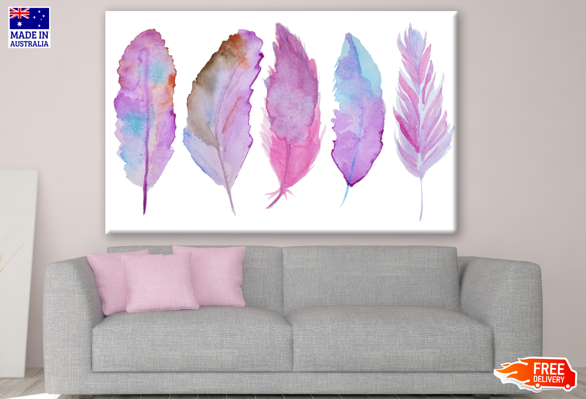 Colourful Watercolour Feather Painting Print 100% Australian Made