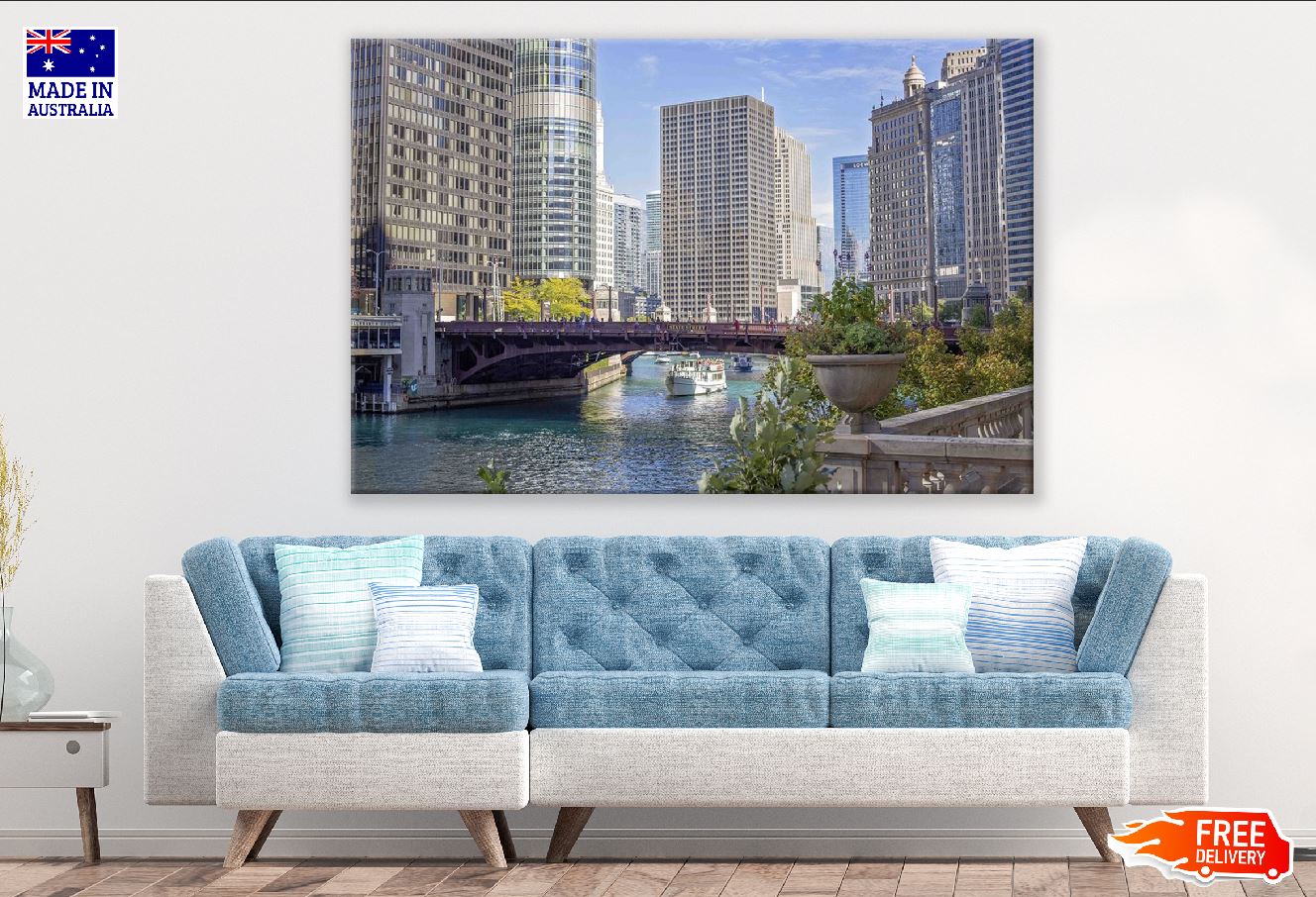 Chicago River & Cityscape Photograph, USA Print 100% Australian Made