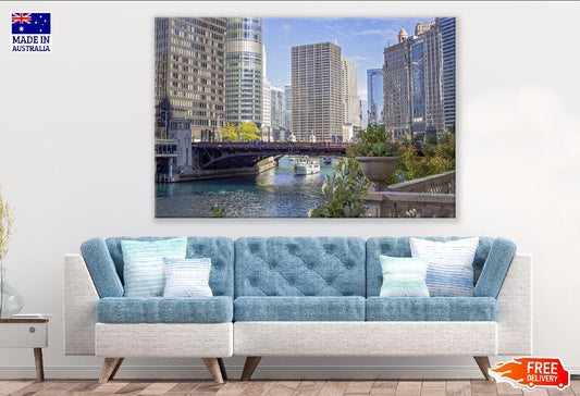 Chicago River & Cityscape Photograph, USA Print 100% Australian Made