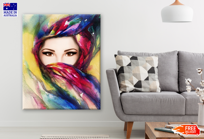 Colourful Woman Face Portrait Abstract Painting Print 100% Australian Made