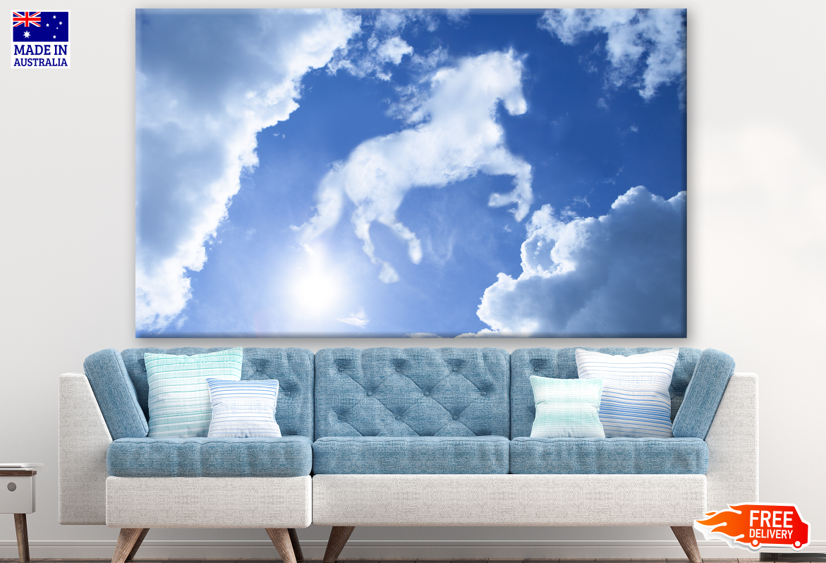 Horse Shape Cloud on Bright Blue Sky Print 100% Australian Made