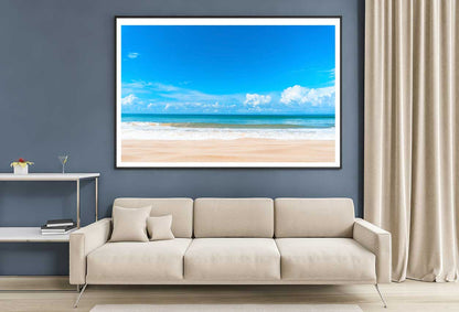 Tropical Beach & Blue Sky Scenery View Photograph Home Decor Premium Quality Poster Print Choose Your Sizes