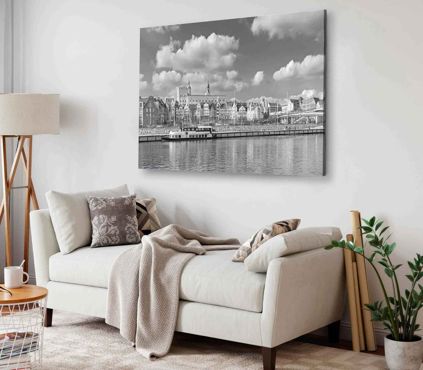 Bella Home Szczecin Waterfront B&W Scenery Print Canvas Ready to hang