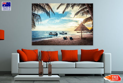 Boats on Beach View Photograph in Malaysia Print 100% Australian Made