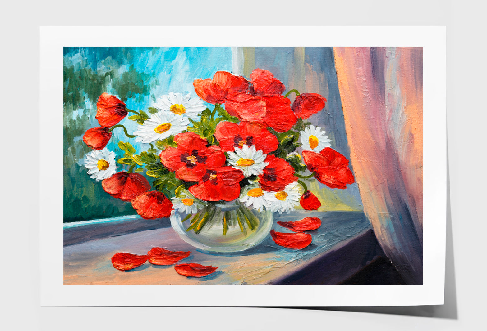 Bouquet of Poppies Oil Painting Wall Art Limited Edition High Quality Print Unframed Roll Canvas None