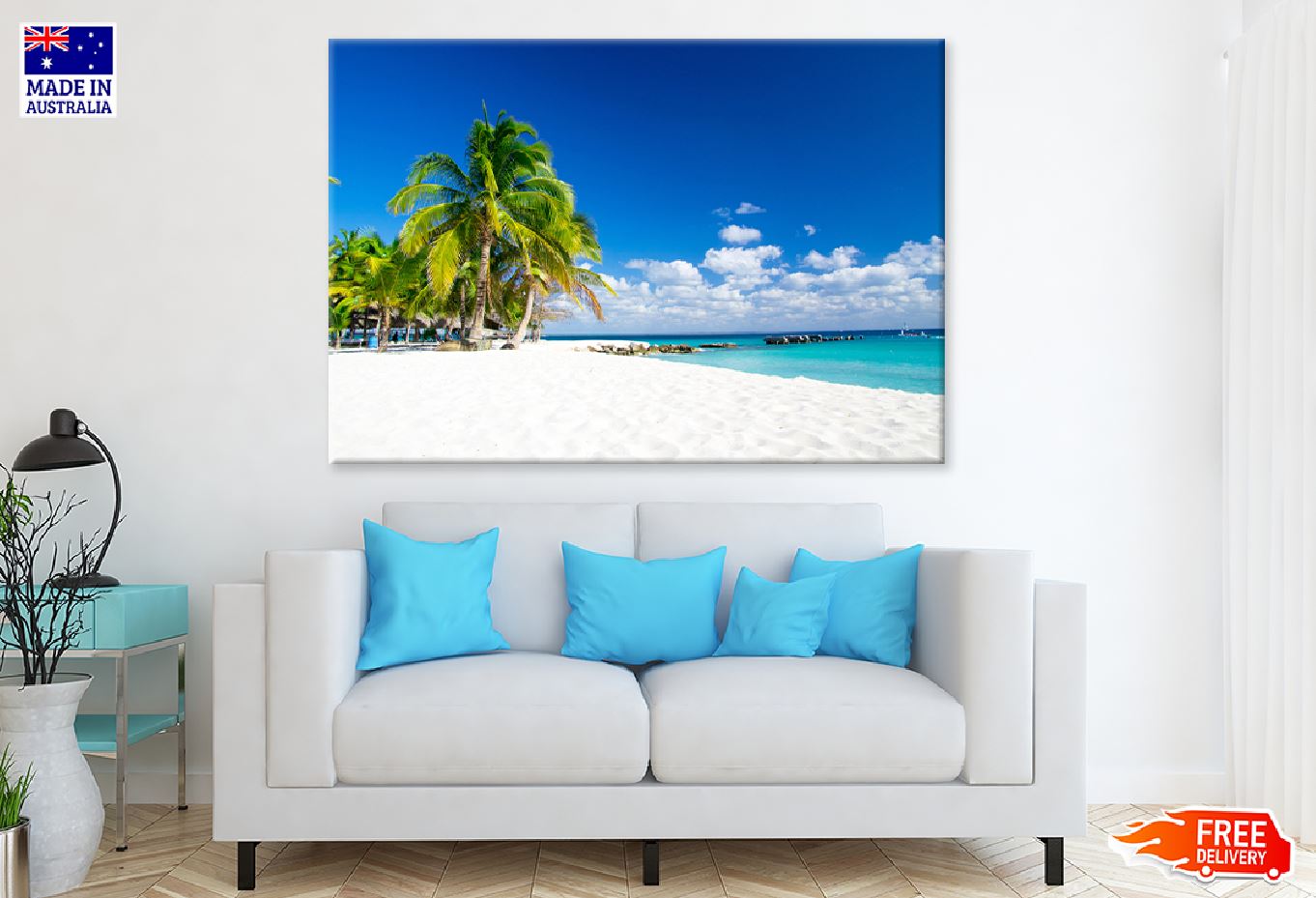 Blue Sky Summer Sea & Palm Trees View Photograph Print 100% Australian Made