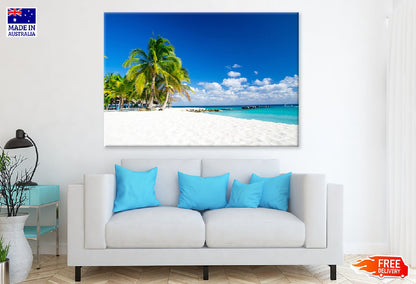 Blue Sky Summer Sea & Palm Trees View Photograph Print 100% Australian Made