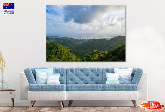 Tropical Island Forest Cloudy Sky Photograph Print 100% Australian Made