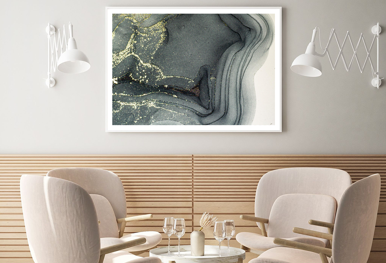Black White & Gold Abstract Art Home Decor Premium Quality Poster Print Choose Your Sizes