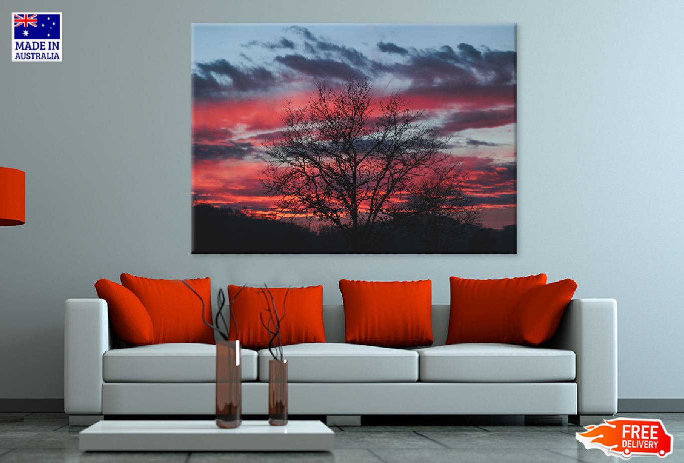 Dead Tree & Red Sky View Photograph Print 100% Australian Made