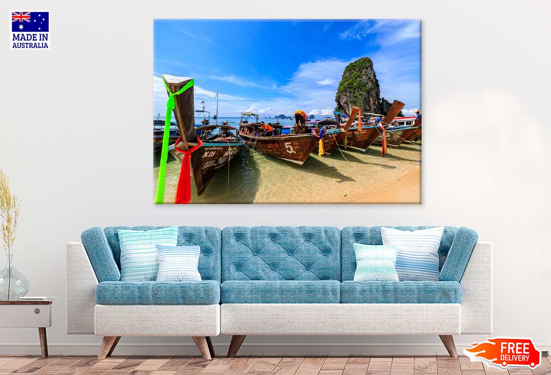 Sail Boats near Sea & Cliff Photograph Print 100% Australian Made