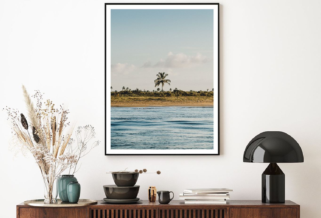 Palm Trees Beach Cloudy Sky View Photograph Home Decor Premium Quality Poster Print Choose Your Sizes