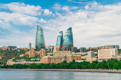 View of the Flame Towers Photograph in Baku Print 100% Australian Made