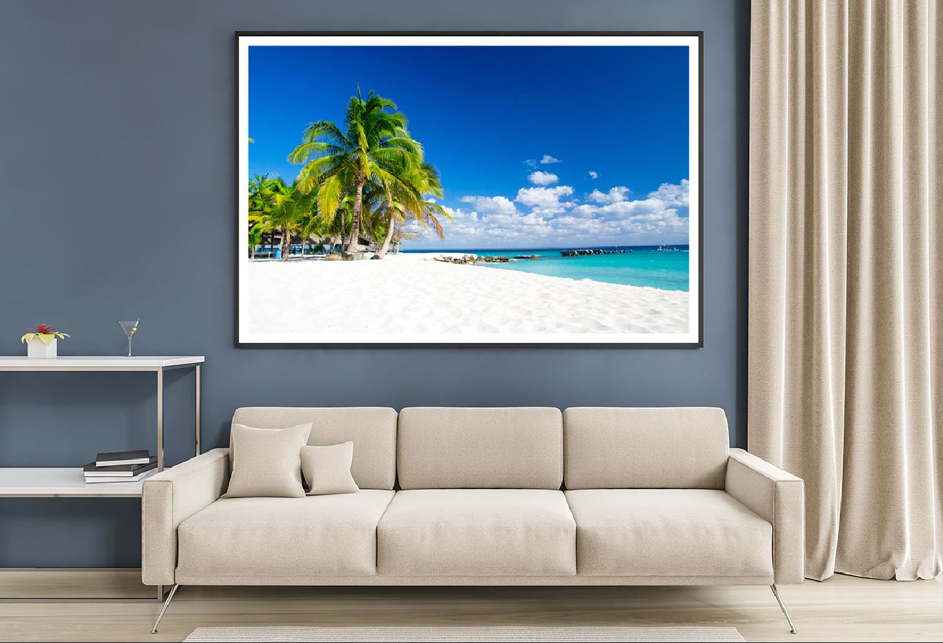 Blue Sky Summer Sea & Palm Trees Photograph Home Decor Premium Quality Poster Print Choose Your Sizes