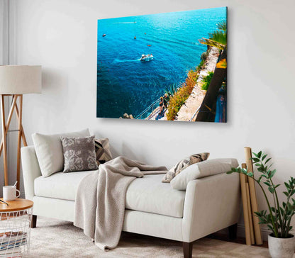 Bella Home Boats and Yachts on Sea Scenery Print Canvas Ready to hang