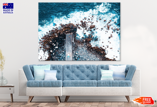 Rock Mountain & Boat On Sea View Photograph Print 100% Australian Made