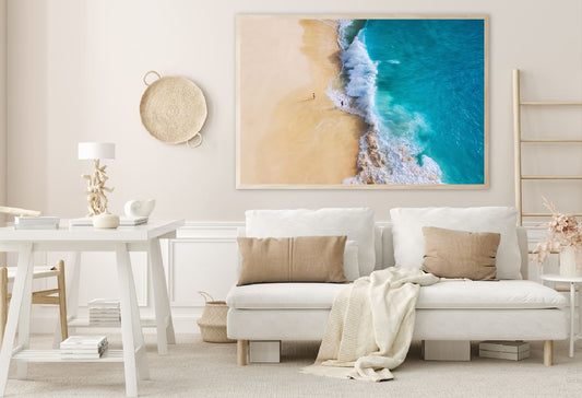 People on Sandy Seashore Waves View Home Decor Premium Quality Poster Print Choose Your Sizes