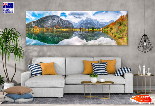 Panoramic Canvas Almsee Lake Photograph Austria High Quality 100% Australian Made Wall Canvas Print Ready to Hang