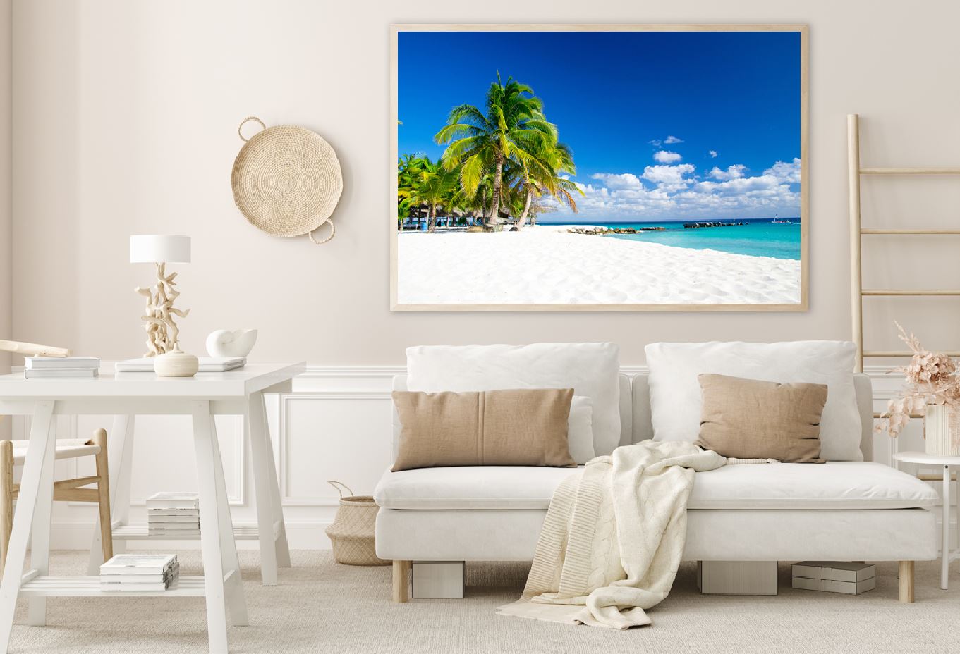 Blue Sky Summer Sea & Palm Trees Photograph Home Decor Premium Quality Poster Print Choose Your Sizes