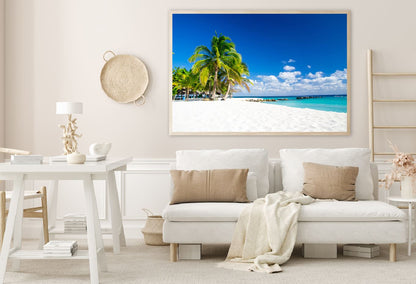 Blue Sky Summer Sea & Palm Trees Photograph Home Decor Premium Quality Poster Print Choose Your Sizes