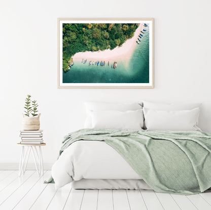 Boats on Sea Shore Aerial View Home Decor Premium Quality Poster Print Choose Your Sizes