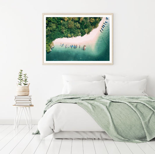 Boats on Sea Shore Aerial View Home Decor Premium Quality Poster Print Choose Your Sizes