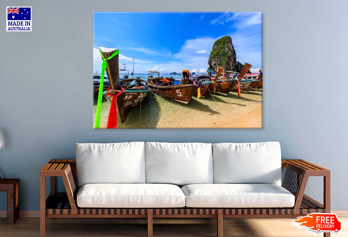 Sail Boats near Sea & Cliff Photograph Print 100% Australian Made