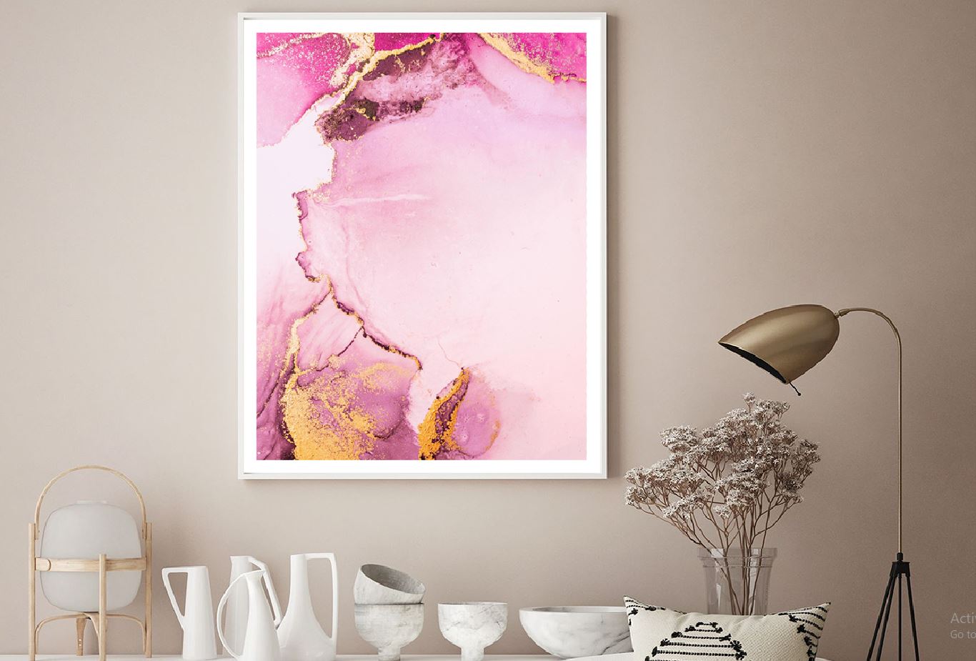 Pink & Gold Marble Abstract Design Home Decor Premium Quality Poster Print Choose Your Sizes
