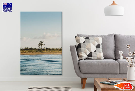 Palm Trees Beach Cloudy Sky View Photograph Print 100% Australian Made