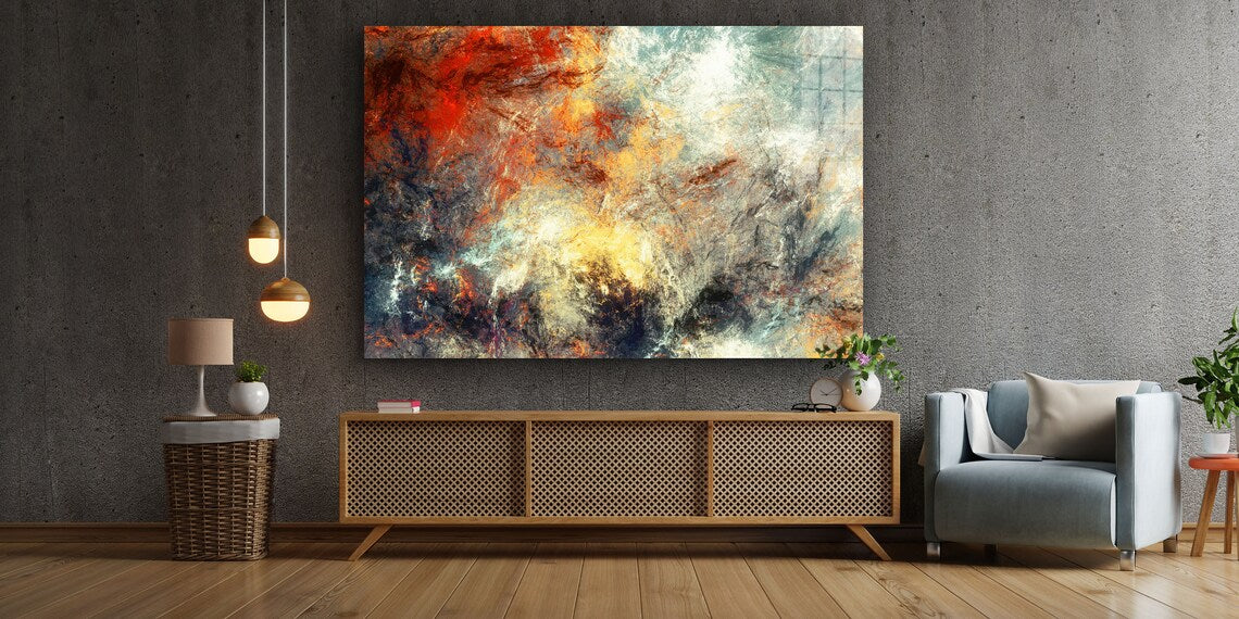 Abstract Cosmic Storm Print Tempered Glass Wall Art 100% Made in Australia Ready to Hang