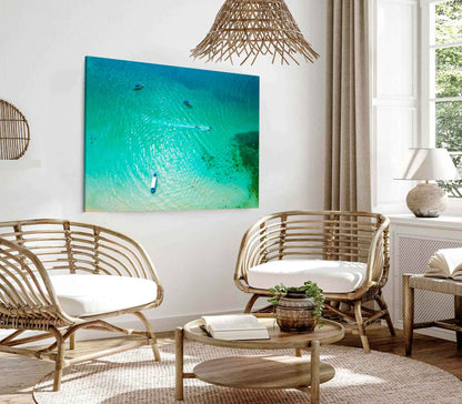Bella Home Boats on Island Sea Aerial View Print Canvas Ready to hang