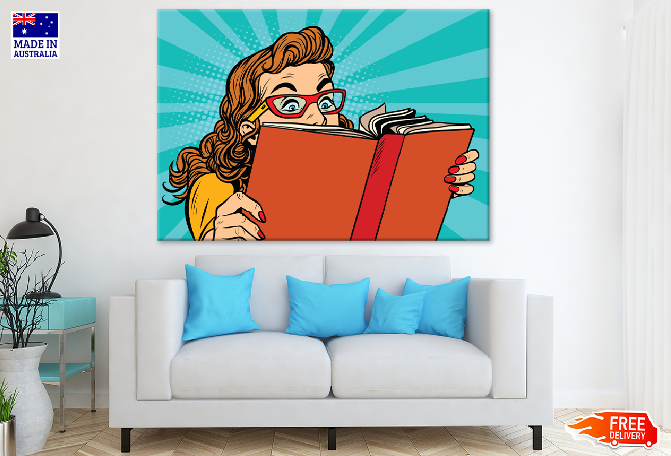 Girl Reading a Book with Glasses Print 100% Australian Made
