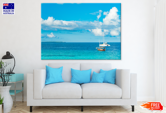 Boats On Sea Sky Scenery View Photograph Print 100% Australian Made