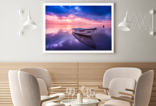 Boat On Sea Shore & Sea View Photograph Home Decor Premium Quality Poster Print Choose Your Sizes