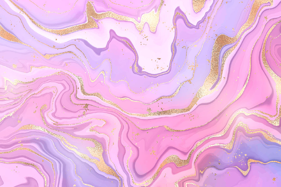 Purple Pink & Gold Fluid Abstract Design Print 100% Australian Made