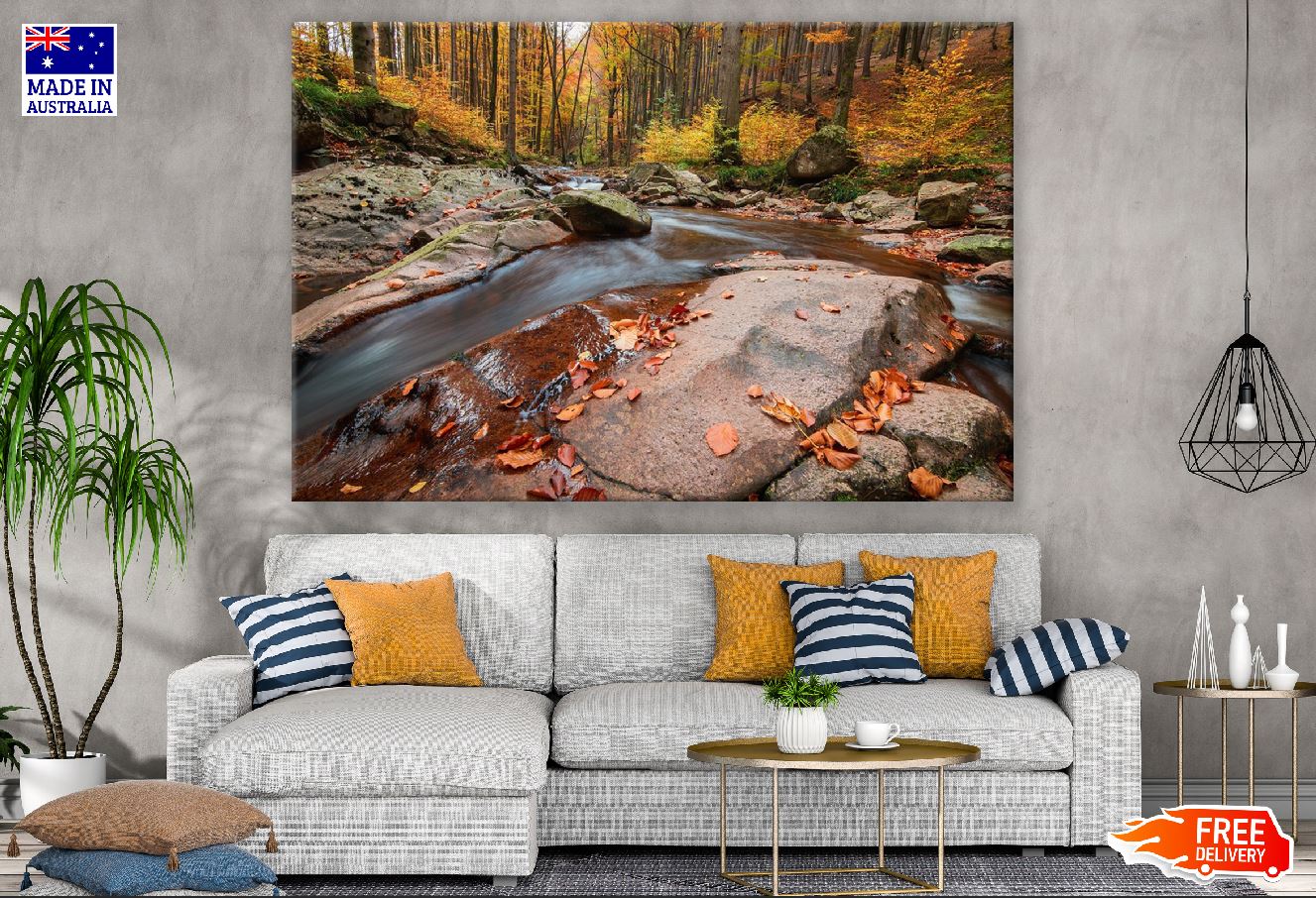 Mountain River in the Autumn Forest Photograph Print 100% Australian Made