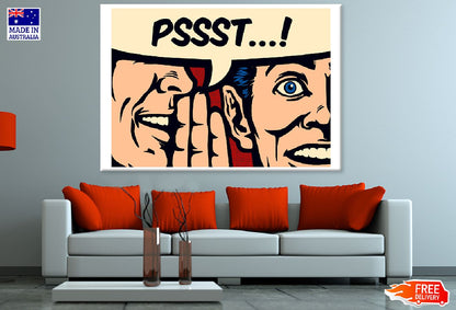 PSST Chat Bubbke & Men Whispering Illustration Print 100% Australian Made