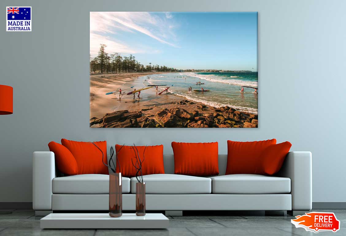 Manly Beach & Blue Sky Scenery View Print 100% Australian Made