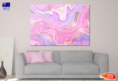 Purple Pink & Gold Fluid Abstract Design Print 100% Australian Made