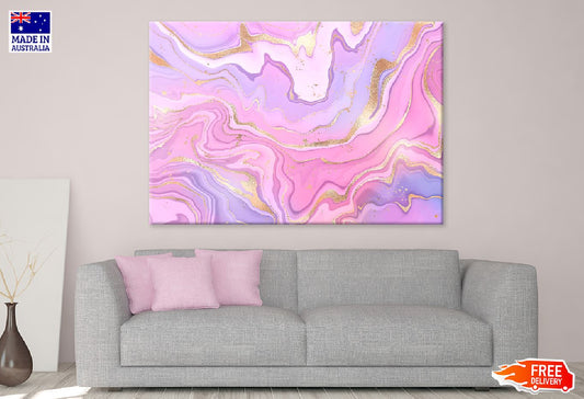 Purple Pink & Gold Fluid Abstract Design Print 100% Australian Made