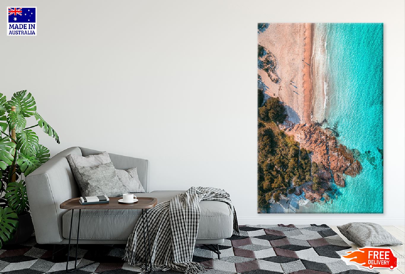 Rocky Beach in Sardinia Aerial View Photograph Print 100% Australian Made