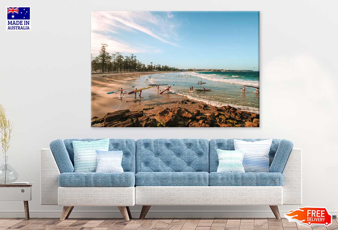 Manly Beach & Blue Sky Scenery View Print 100% Australian Made