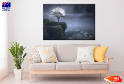 Mountain & Full Moon Night View Photograph Print 100% Australian Made