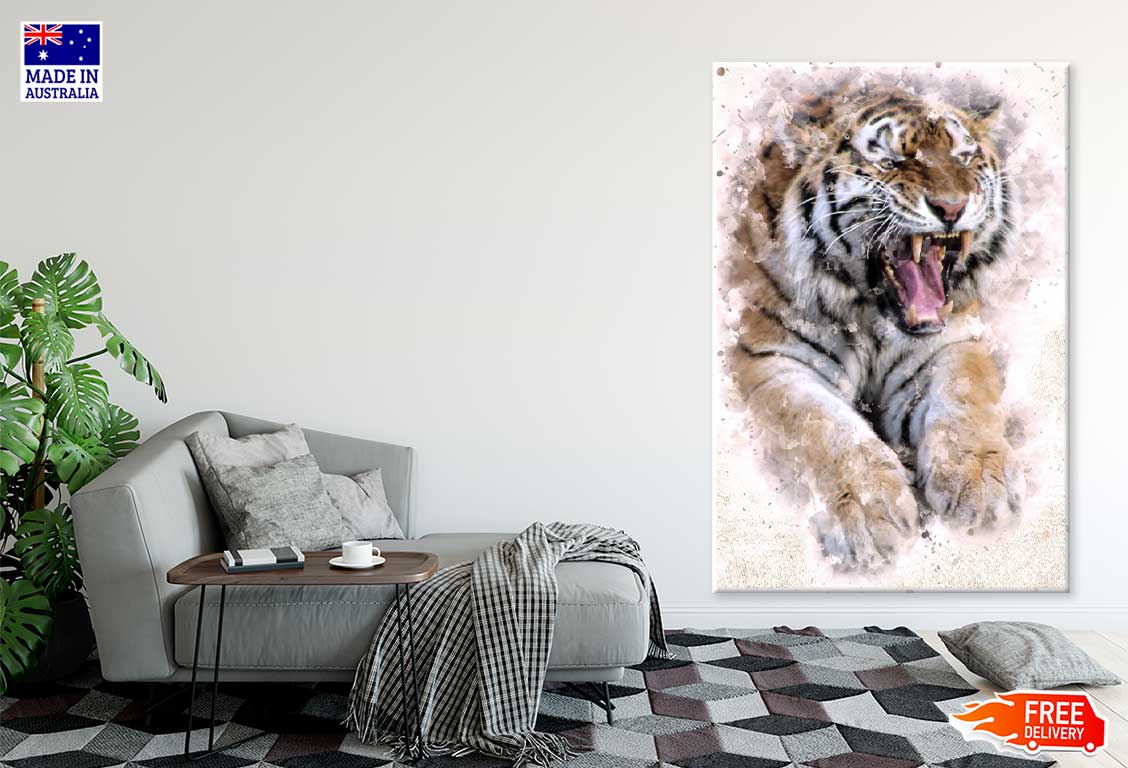 Roaring Tiger Watercolor Painting Print 100% Australian Made