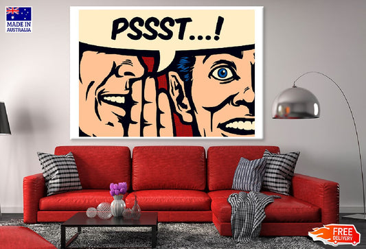 PSST Chat Bubbke & Men Whispering Illustration Print 100% Australian Made