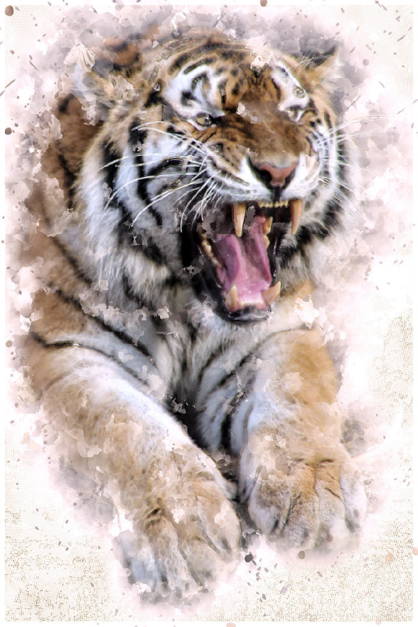 Roaring Tiger Watercolor Painting Print 100% Australian Made